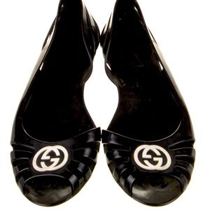 Authentic Gucci - Free Shipping! : interlocking logo rubber d'orsay flats